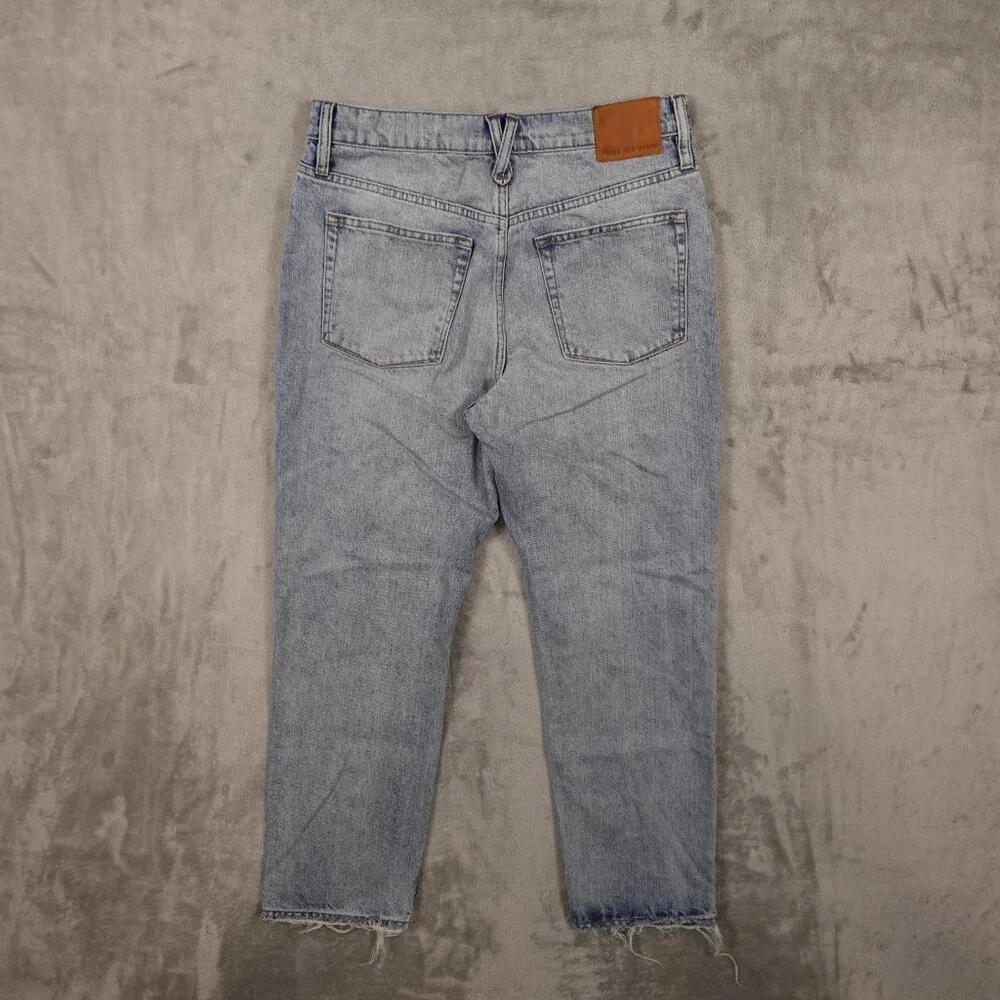 Point Sur Slouchy Boyfriend Jeans Size 27 Button Fly Distressed Light Wash Denim